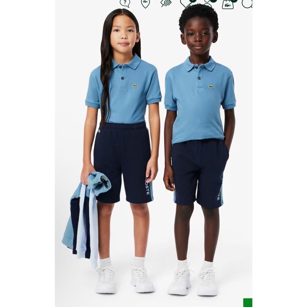 Lacoste Kids' Colorblock Fleece Shorts Navy Blue Size 8 NEW $65